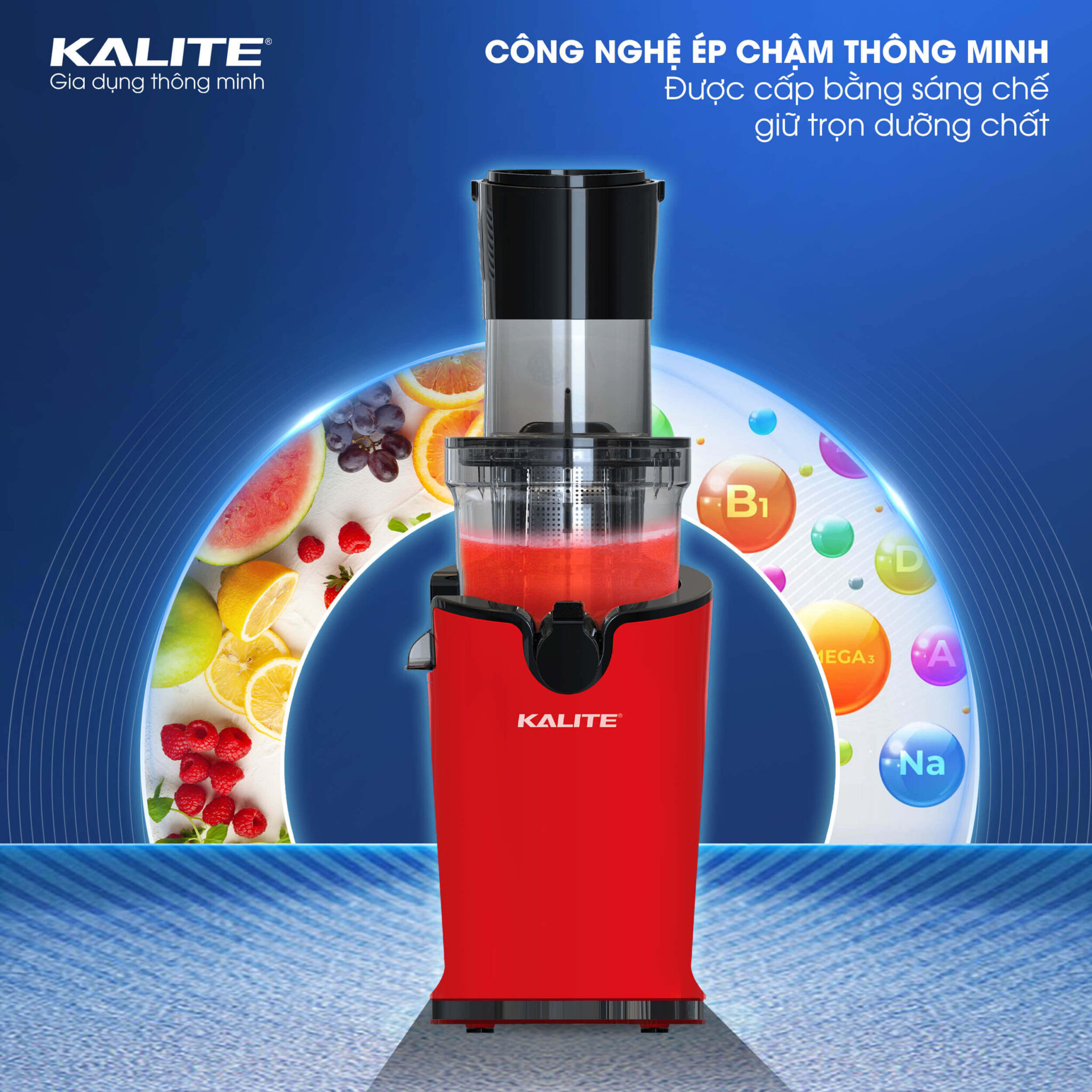 Máy Ép Trái Cây, Máy Ép Chậm Mini KALITE KSJ4414 Tiêu Chuẩn Châu Âu Dung Tích 400 ML Công Suất 200 W - Hàng Chính Hãng