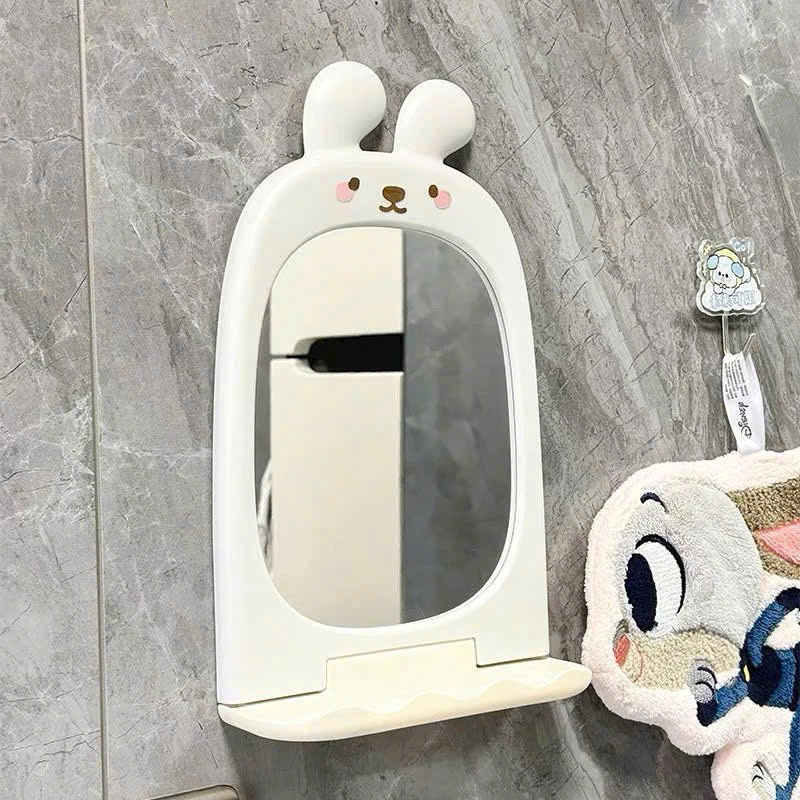 Gương Trang Điểm Treo Tường Hình Thỏ Có Kệ – Gương Skincare Dễ Thương, Tiện Lợi Cho Phòng Ngủ, Nhà Tắm HÀNG CHÍNH HÃNG MINIIN