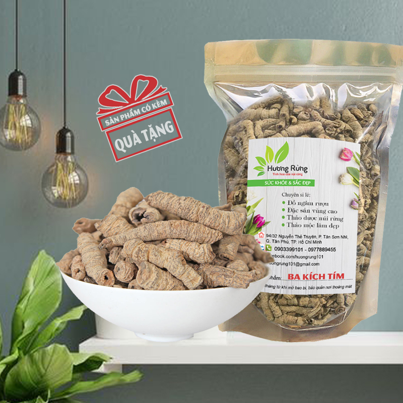 Ba kích tím 1kg sấy khô nguyên chất, size lớn đã tách lõi, thượng hạng