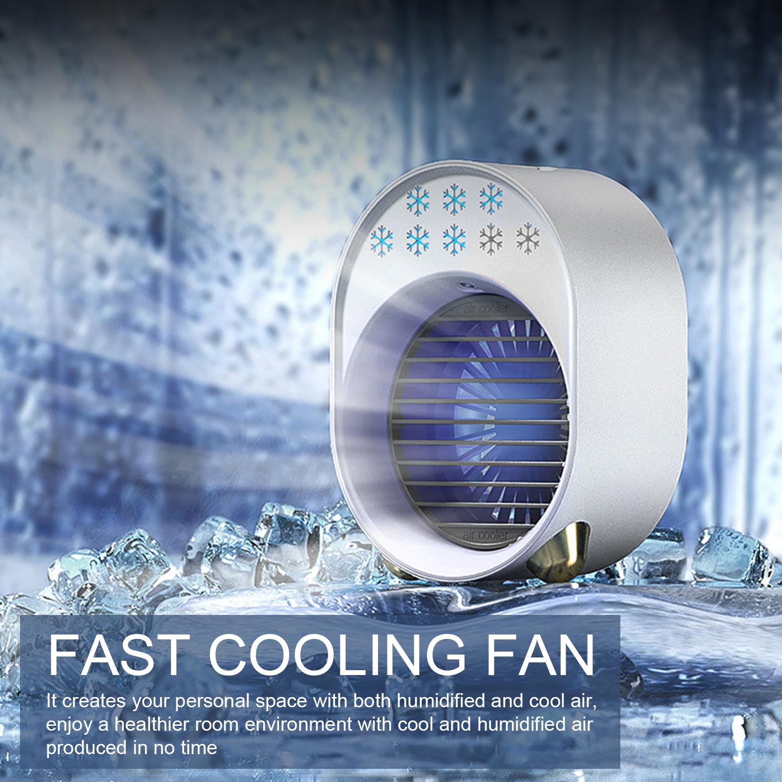 Máy làm mát phun sương 500ml có quạt điều hòan với 3 mức độ, cắm sạc USB