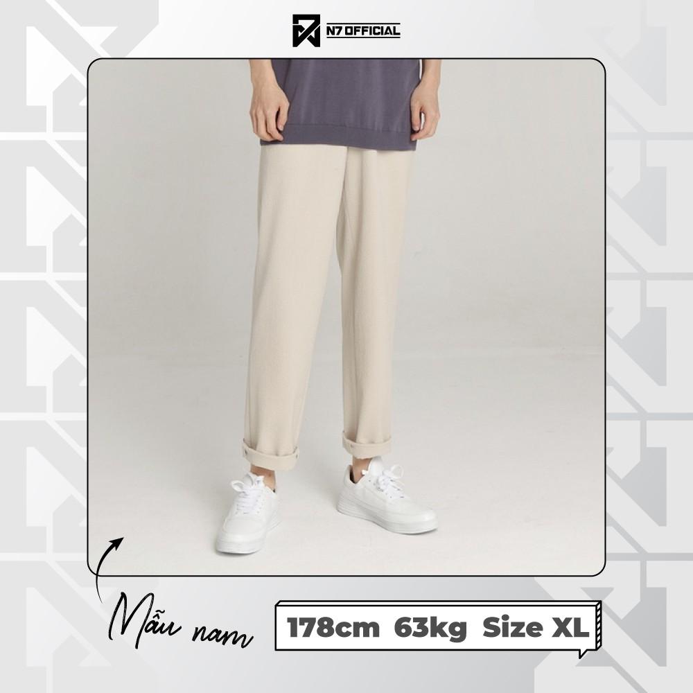 Quần Baggy Kaki unisex N7 Basic nam nữ cạp chun ống rộng phong cách Hàn Quốc 