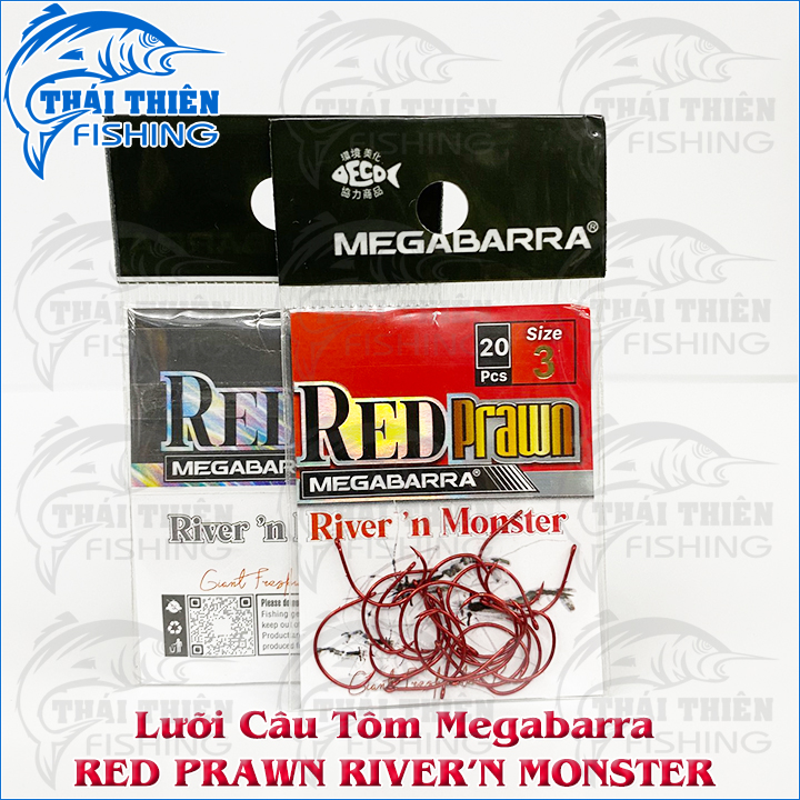 Lưỡi Câu Tôm Megabarra Red Prawn River’n Monster Vỉ 20 Lưỡi