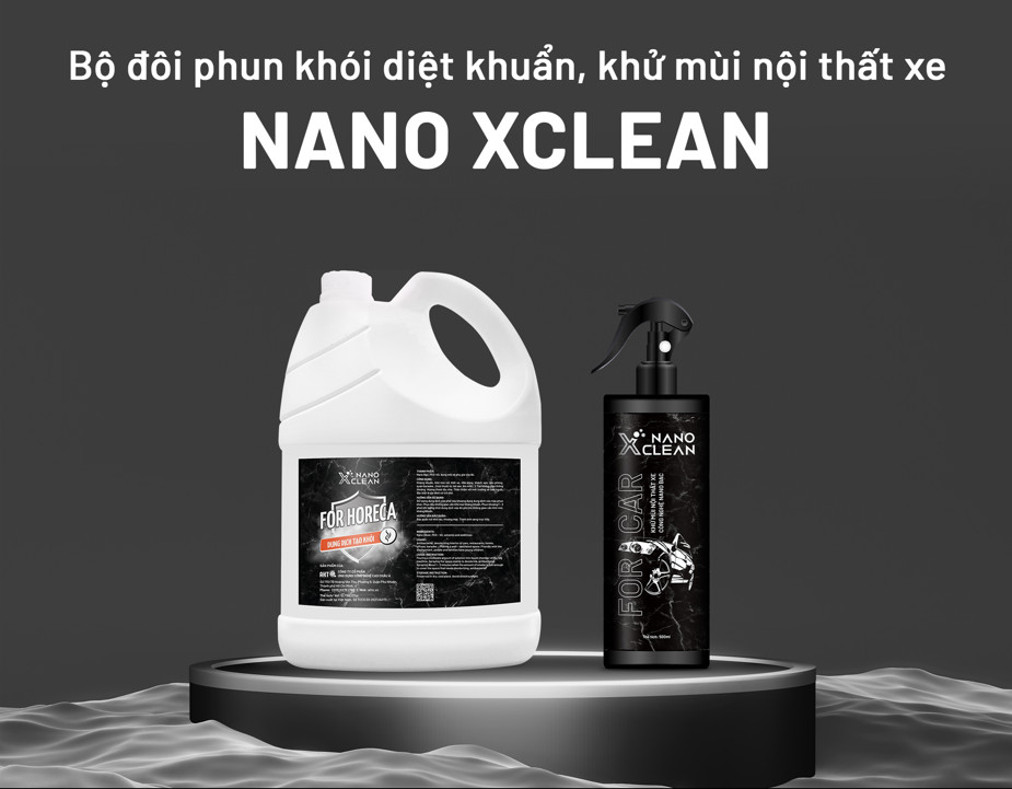 Combo dung dịch phun khói, tạo khói Nano Bạc hương bạc hà 4L và chai xịt diệt khuẩn khử mùi ô tô, xe hơi Nano Xclean 500Ml - Diệt khuẩn khử mùi AHT Corp (AHTC)