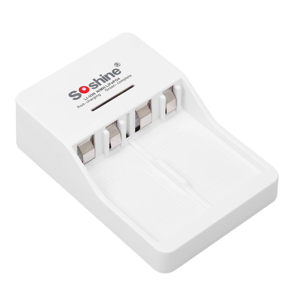 Bộ sạc pin đa năng Soshine V1 Đèn báo LED cho pin 9V Li-ion Ni-MH LiFePO4