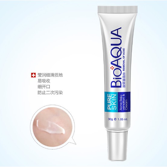 Kem Hỗ Trợ Giảm Mụn Trứng Cá , Hết Sẹo, Sưng Đỏ BIOAQUA Pure Skin