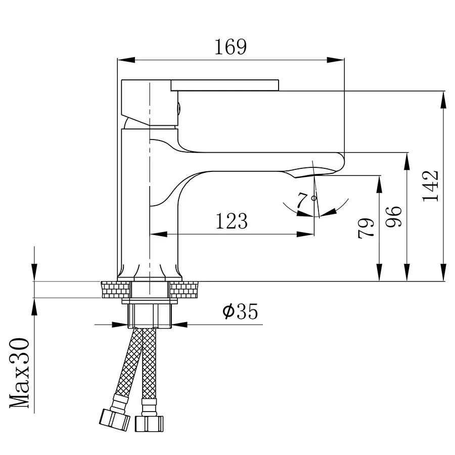 Vòi Lavabo nóng lạnh Đồng mạ tĩnh nhiệt màu đen Eurolife EL-GRAY 04.