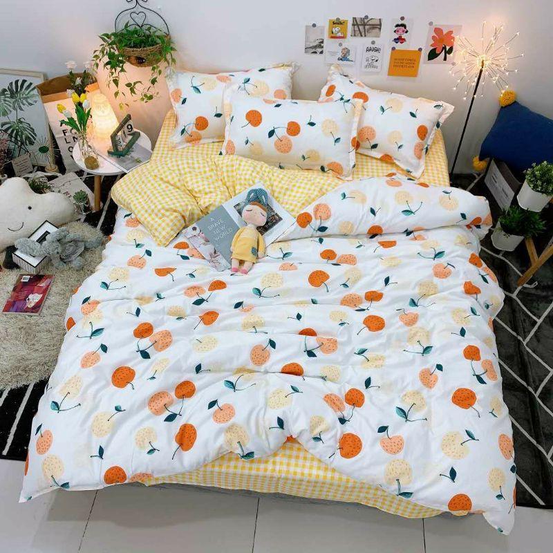 Bộ chăn ga cotton poly nhập khẩu 4 món nhiều màu