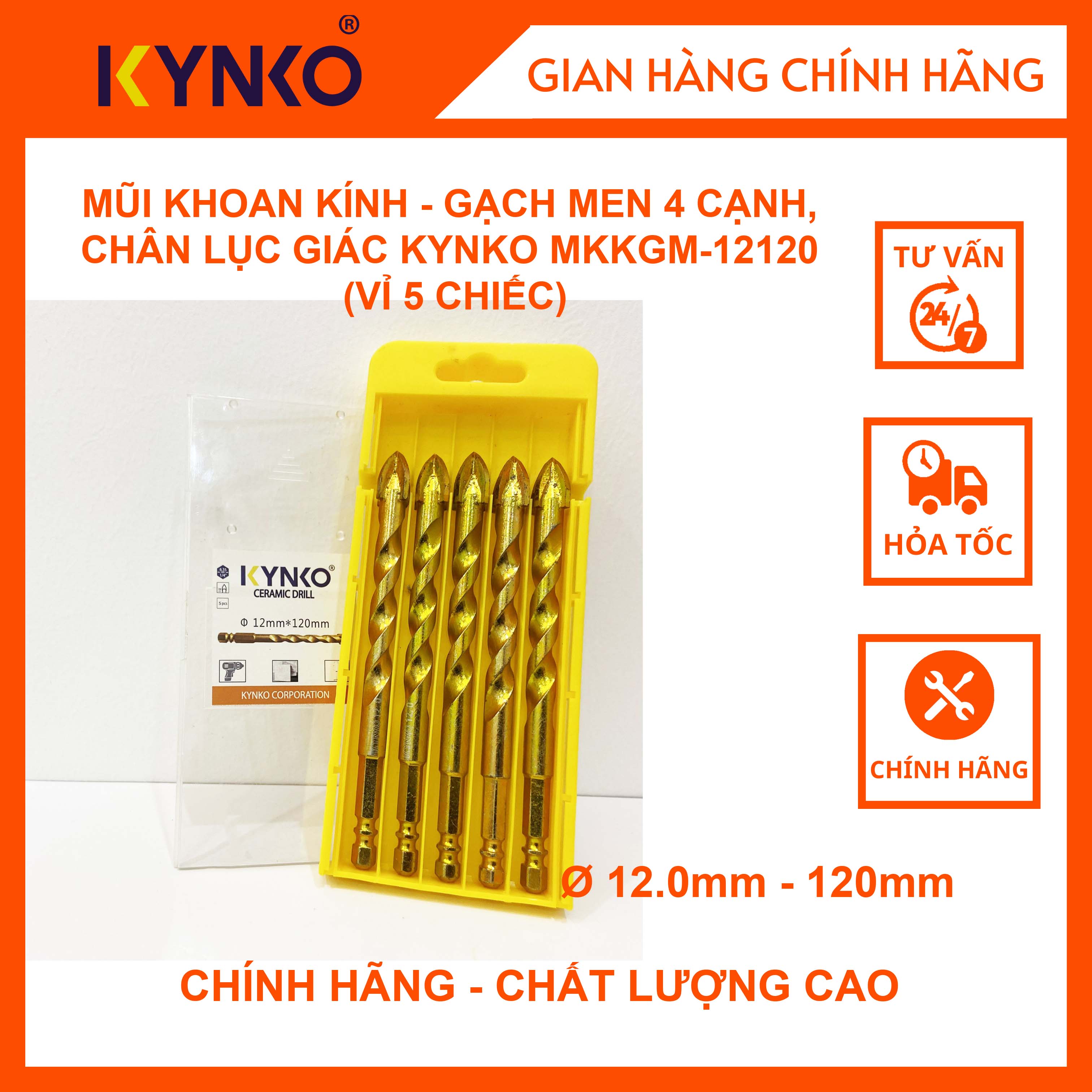 MŨI KHOAN KÍNH - GẠCH MEN 4 CẠNH, CHÂN LỤC GIÁC KYNKO MKKGM-12120 CHÍNH HÃNG GIÁ TỐT