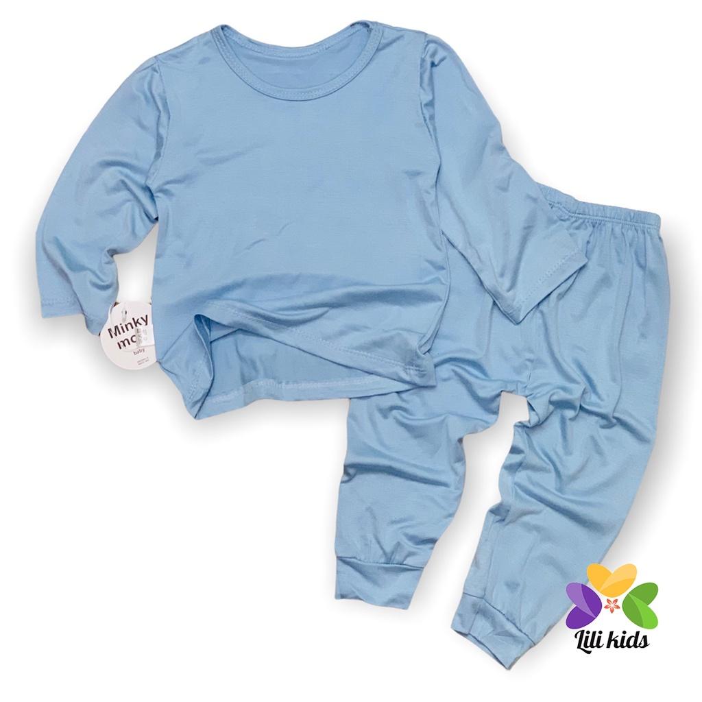 Bộ dài tay cho bé trai bé gái LILIKIDS chất thun lạnh trơn vải mềm mát cho bé BDT09