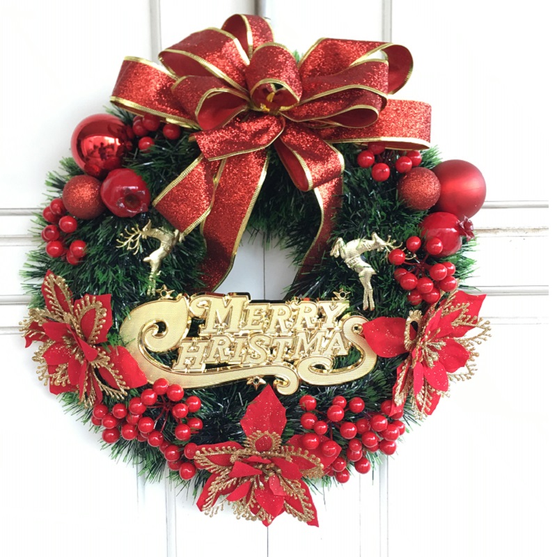 Vòng nguyệt quế đẹp nhiều chi tiết đường kính 40cm trang trí Giáng Sinh