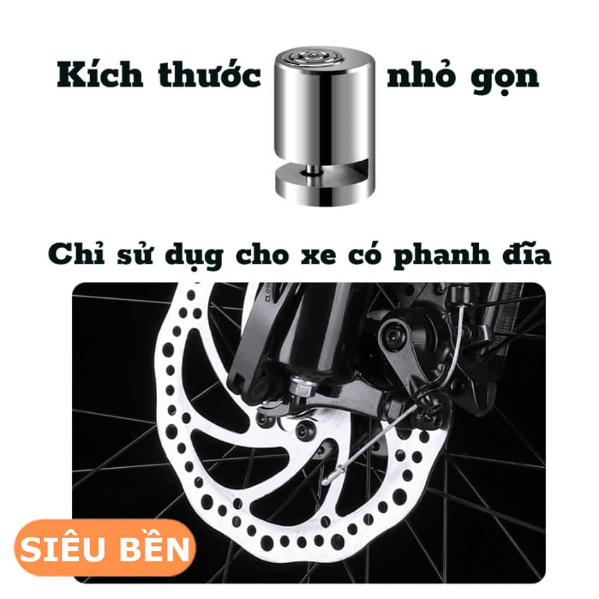 Khóa phanh đĩa xe máy chống trộm Moto Lock chất liệu thép nguyên khối, khóa chống trộm cho xe mô tô, xe đạp chống cắt