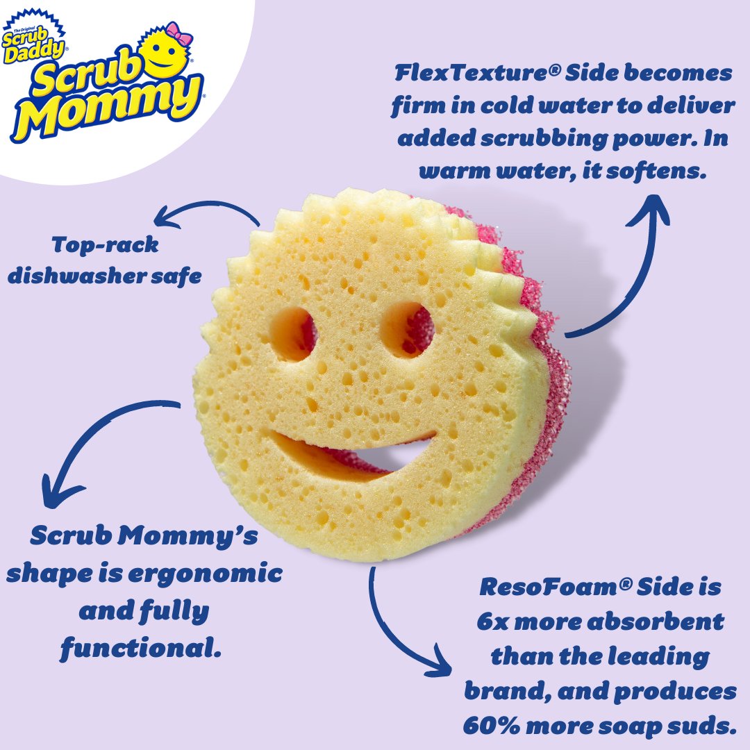 Bộ 3 miếng rửa chén Scrub Daddy phiên bản 2 mặt SCRUB MOMMY 3 miếng của Mỹ, bọt biển rửa chén