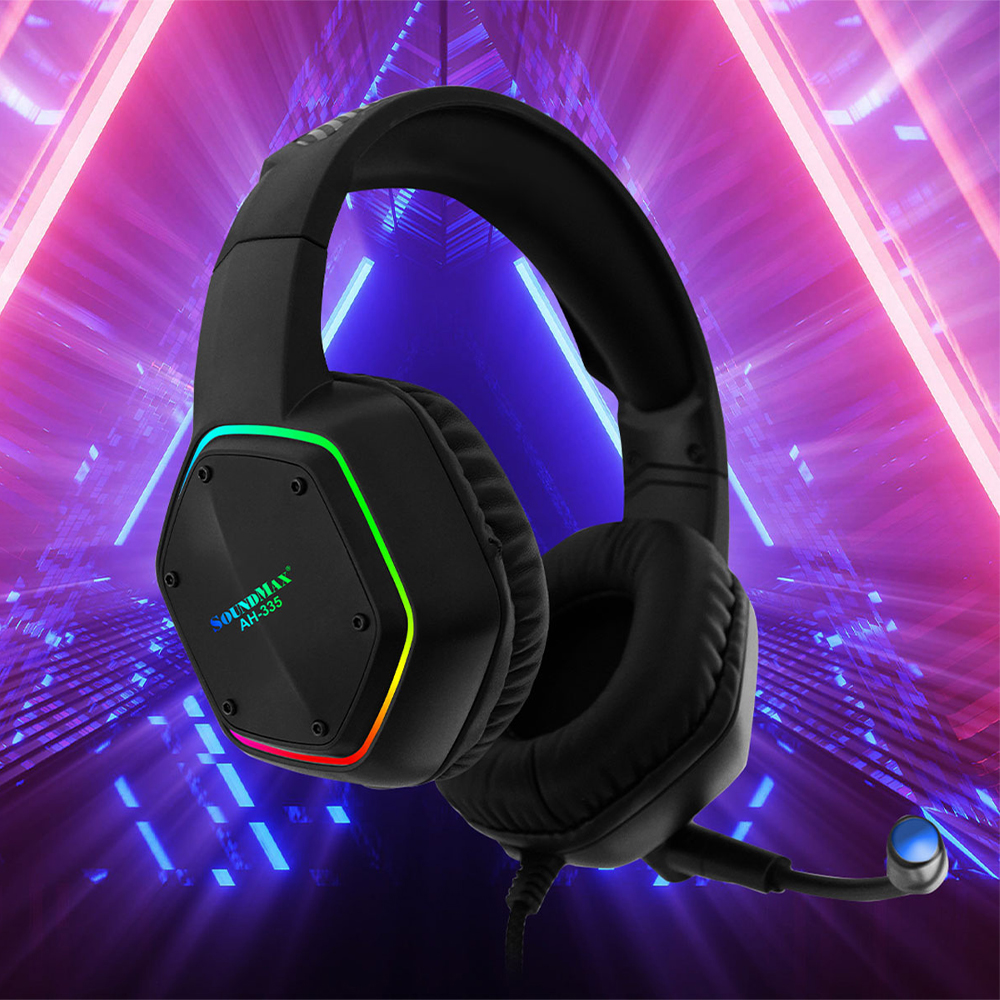Tai Nghe Chụp Tai Có Micro Tích Hợp SoundMax AH-335 | Tai Nghe Chơi Game Có Đèn LED RGB SoundMax AH335 | Gaming Headset - Hàng Chính Hãng