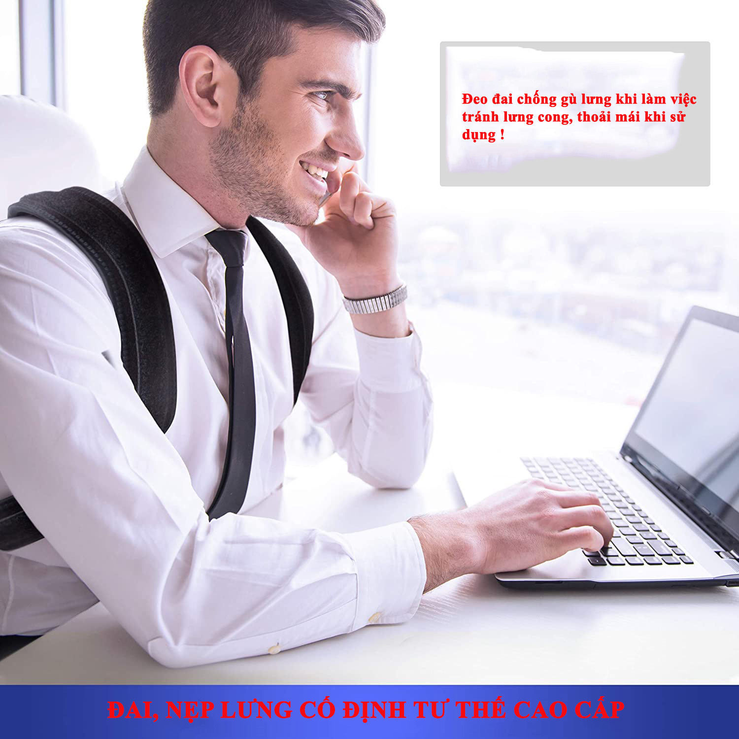 Đai Chống Gù Lưng Người Lớn Nam Nữ- Đai điều chỉnh tư thế cho nam và nữ - Nẹp lưng trên có thể điều chỉnh cho xương đòn để hỗ trợ cổ, lưng và vai