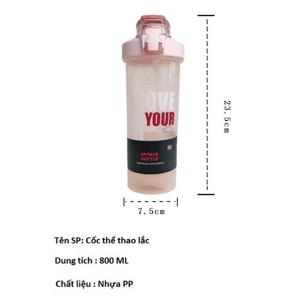 {HÀNG HOT} Bình nước thể thao lắc cao cấp tập gym/ du lịch/ dã ngoại 800ML.