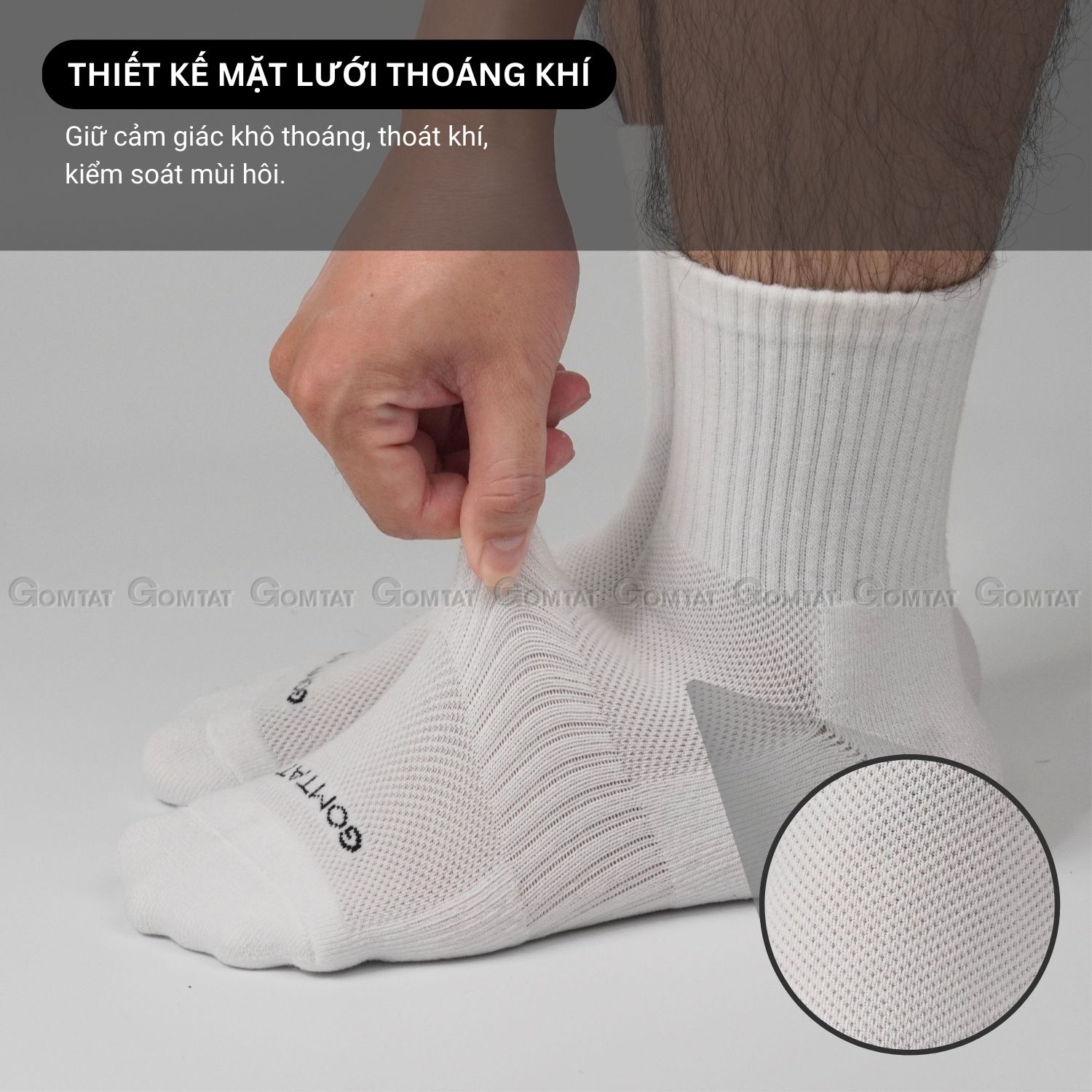 Combo 10 đôi tất nam nữ cổ lửng GOMTAT, chất liệu cotton thoáng khí, có đệm lót xù êm ái - NGAN-STA-5009-TRUNG-CB10