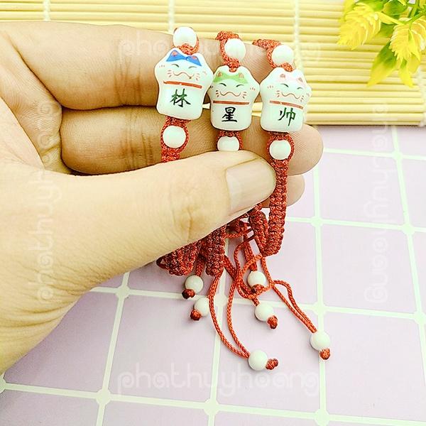 Vòng tay chỉ đỏ mèo cực xinh bằng sứ , phụ kiện thời trang cho nam và nữ thời trang theo phong cách Nhật Bản