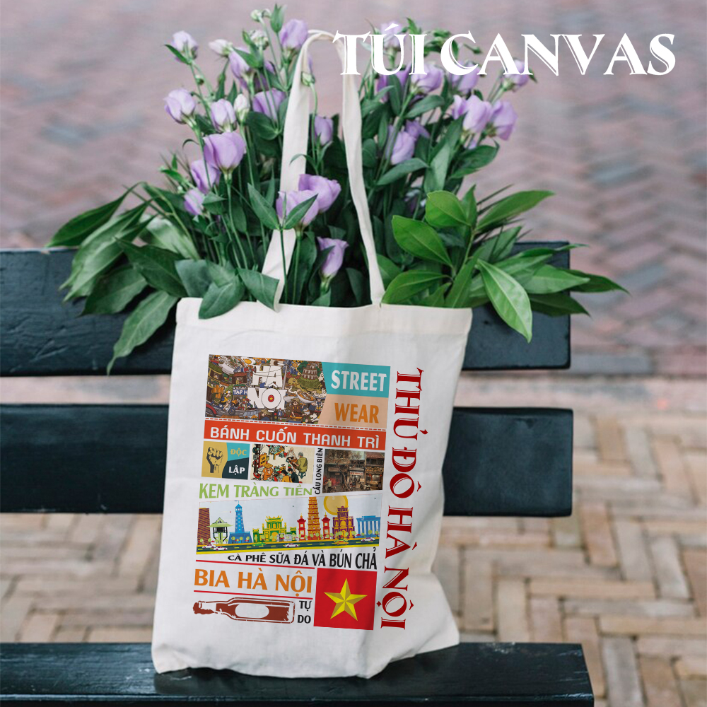 Túi Xách Canvas Sức Chứa Lớn - IN HÌNH THỦ ĐÔ HÀ NỘI - Thời Trang Tổi Giản Trong Bộ Sưu Tập Các Tỉnh Thành Việt Nam