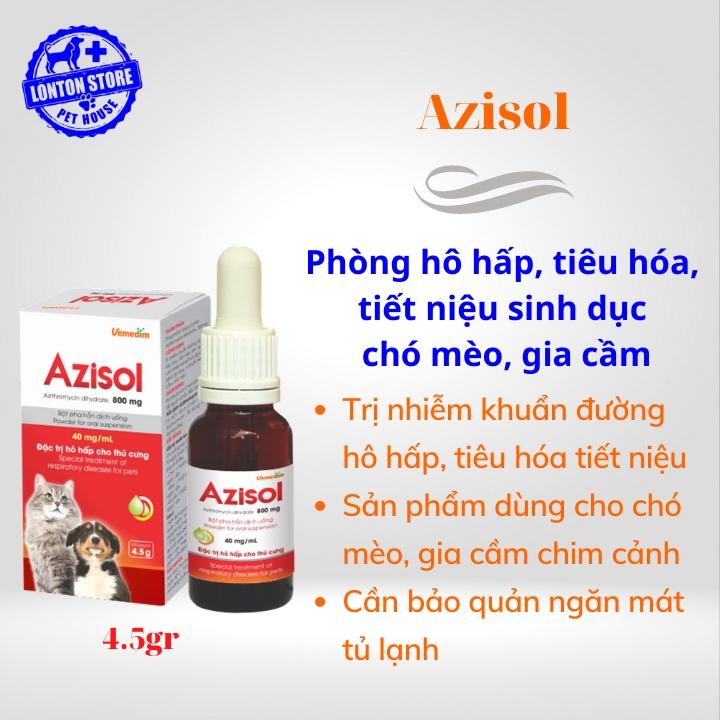 Dung dịch Azisol Vemedim - Phòng nhiễm khuẩn đường hô hấp, tiêu hóa, tiết niệu sinh dục, 4.8gr, Lonton store