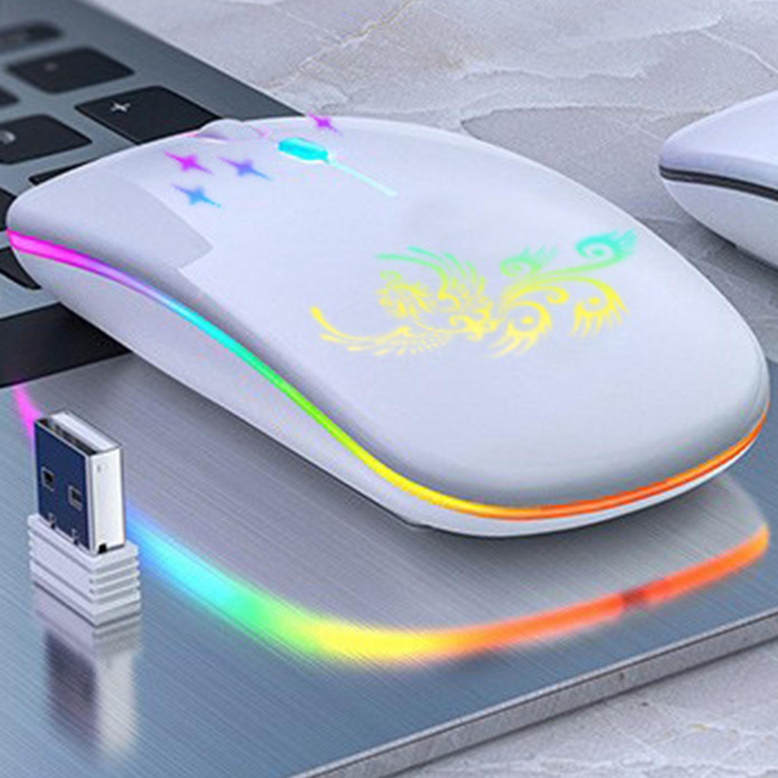 Wireless Mouse.0.2 2.4G Rechargeable for Laptop Notebook Desktop White