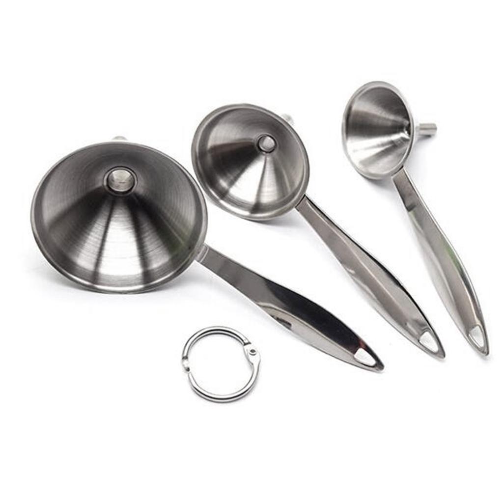 Funnel Set with Long Handles Stainless Steel Set of 3 for Home Kitchen