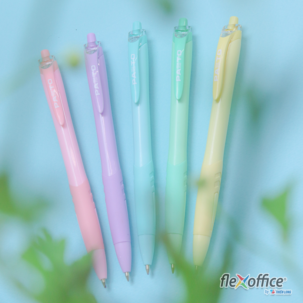 Bút gel B màu Pastel Thiên Long Flexoffice Pazto FO-GELB039/VN - Mực xanh (5 cây)