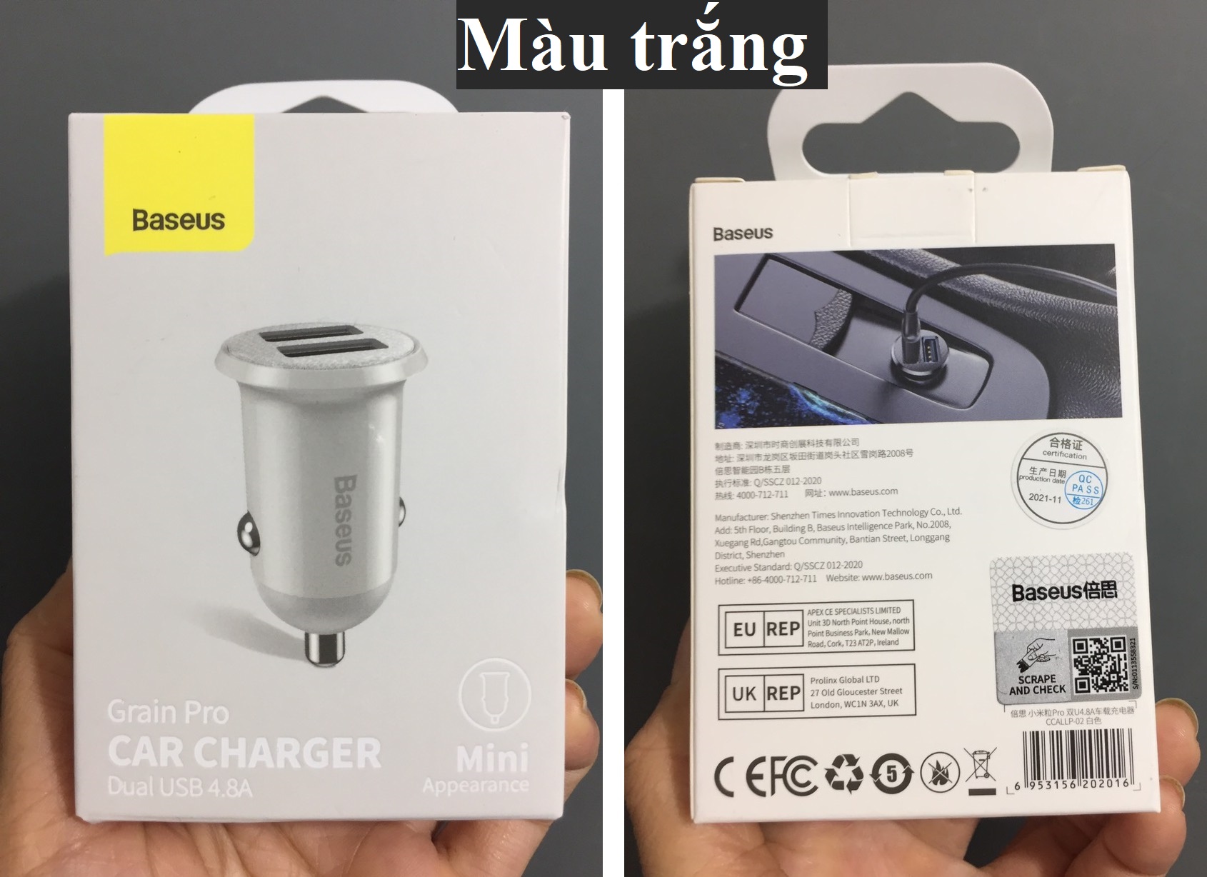 Tẩu sạc trên xe hơi 2 cổng USB 4.8A Baseus Gain Pro CCALLP02 - Hàng chính hãng