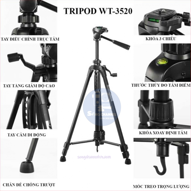 Chân máy ảnh, tripod Weifeng WT-3520 - HT - HÀNG CHÍNH HÃNG
