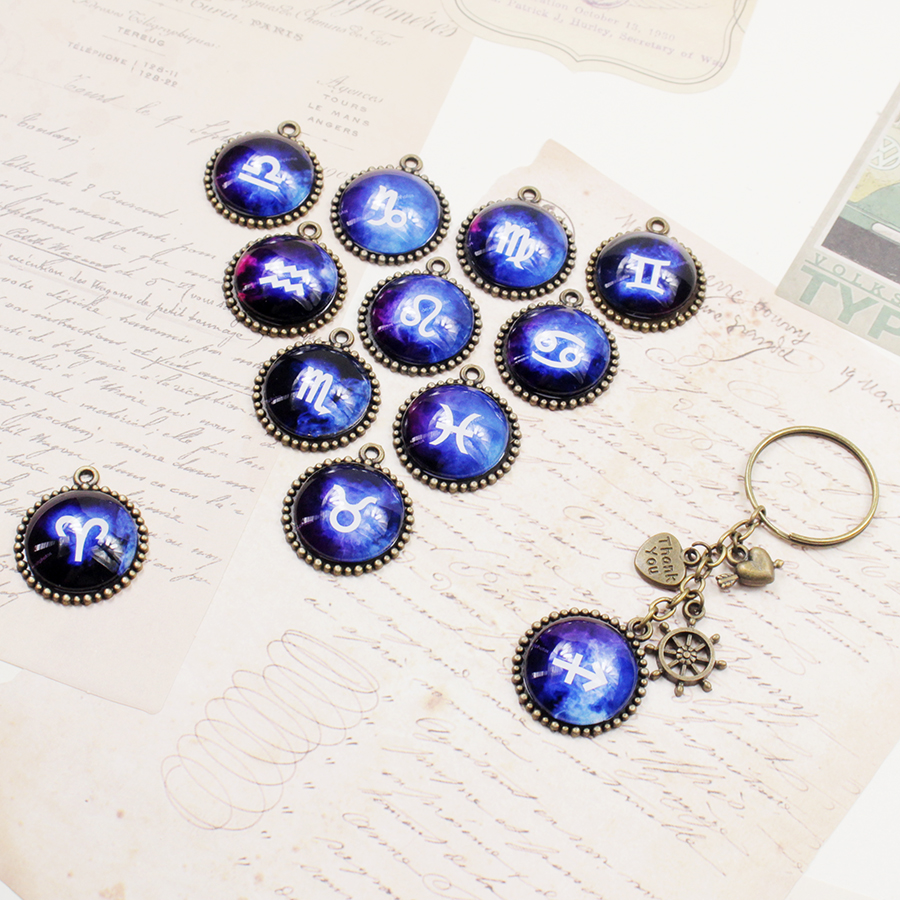 Móc khóa 12 cung hoàng đạo Zodiac màu sắc tươi sáng siêu đẹp 06646-MK0021