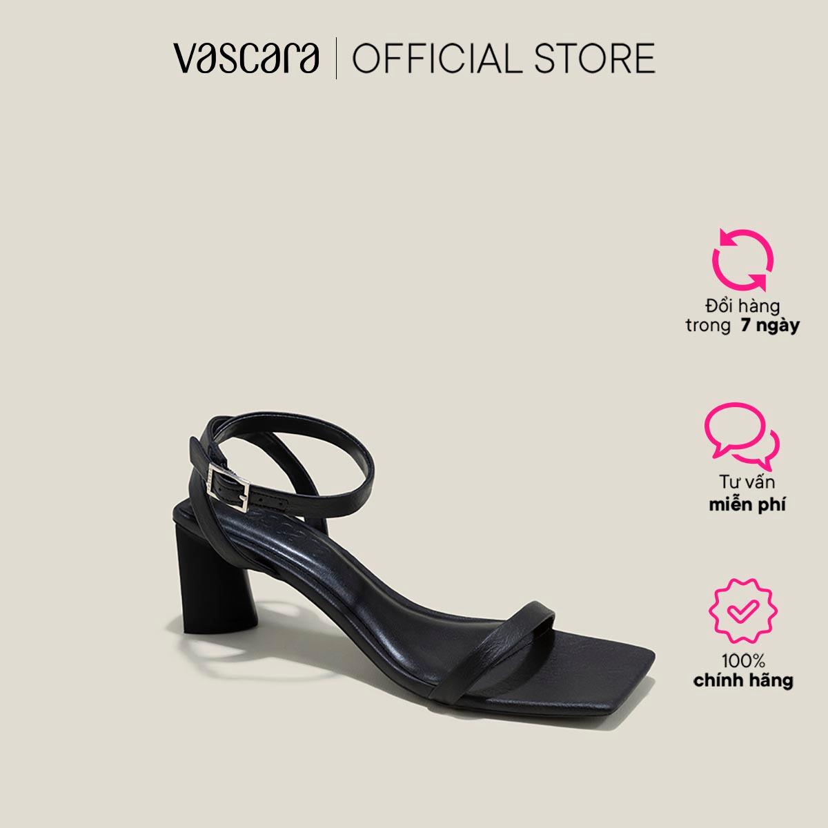 Vascara Giày Sandal Ankle Strap Nhấn Gót Hình Khối Cách Điệu - SDN 0761