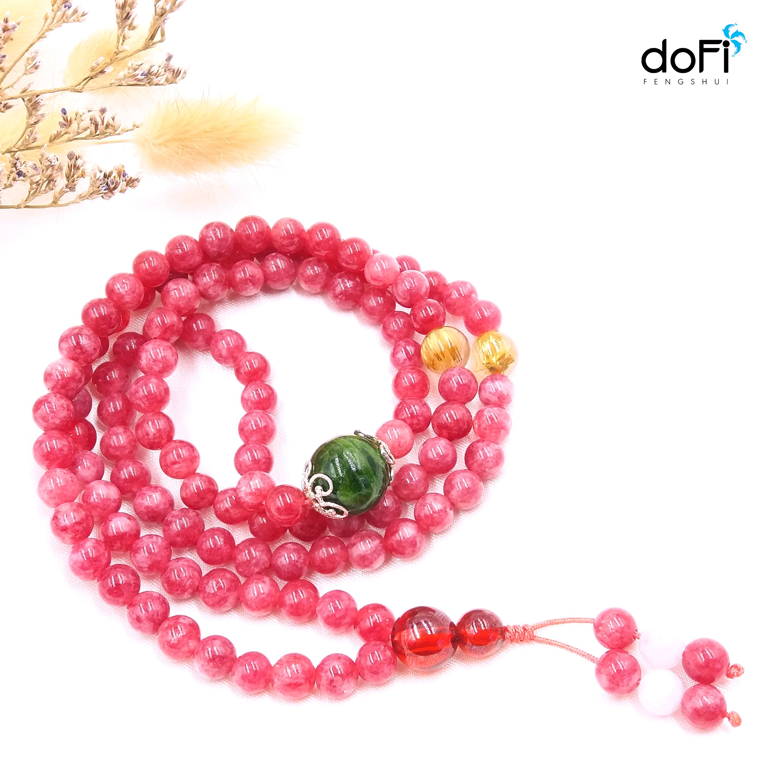TRÀNG HẠT MÃ NÃO ĐỎ SỮA PHỐI ĐÁ DIOPSIDE
