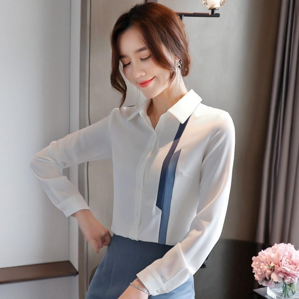 Áo sơ mi nữ dài tay viền vai Thời trang công sở EMEY FASHION Chất liệu thoáng mát