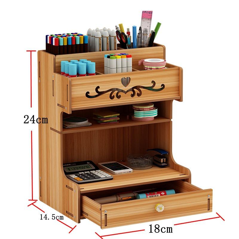 KỆ ĐỰNG BÚT 6 NGĂN BẰNG GỖ CÓ NGĂN KÉO ĐỂ BÀN ĐA NĂNG TIỆN DỤNG CHO GIA ĐÌNG VĂN PHÒNG - HỘP GỖ CÓ TẦNG ĐỰNG ĐỒ DÙNG HỌC