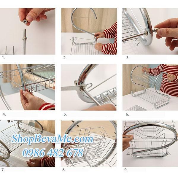 SỈ S Kệ úp bát inox 2 tầng tiện lợi