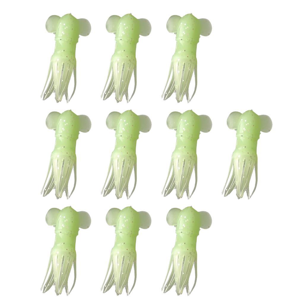 10Pcs 7cm 7g Silicone Fishing Lures Soft Octopus Squid Skirts Luminous Baits