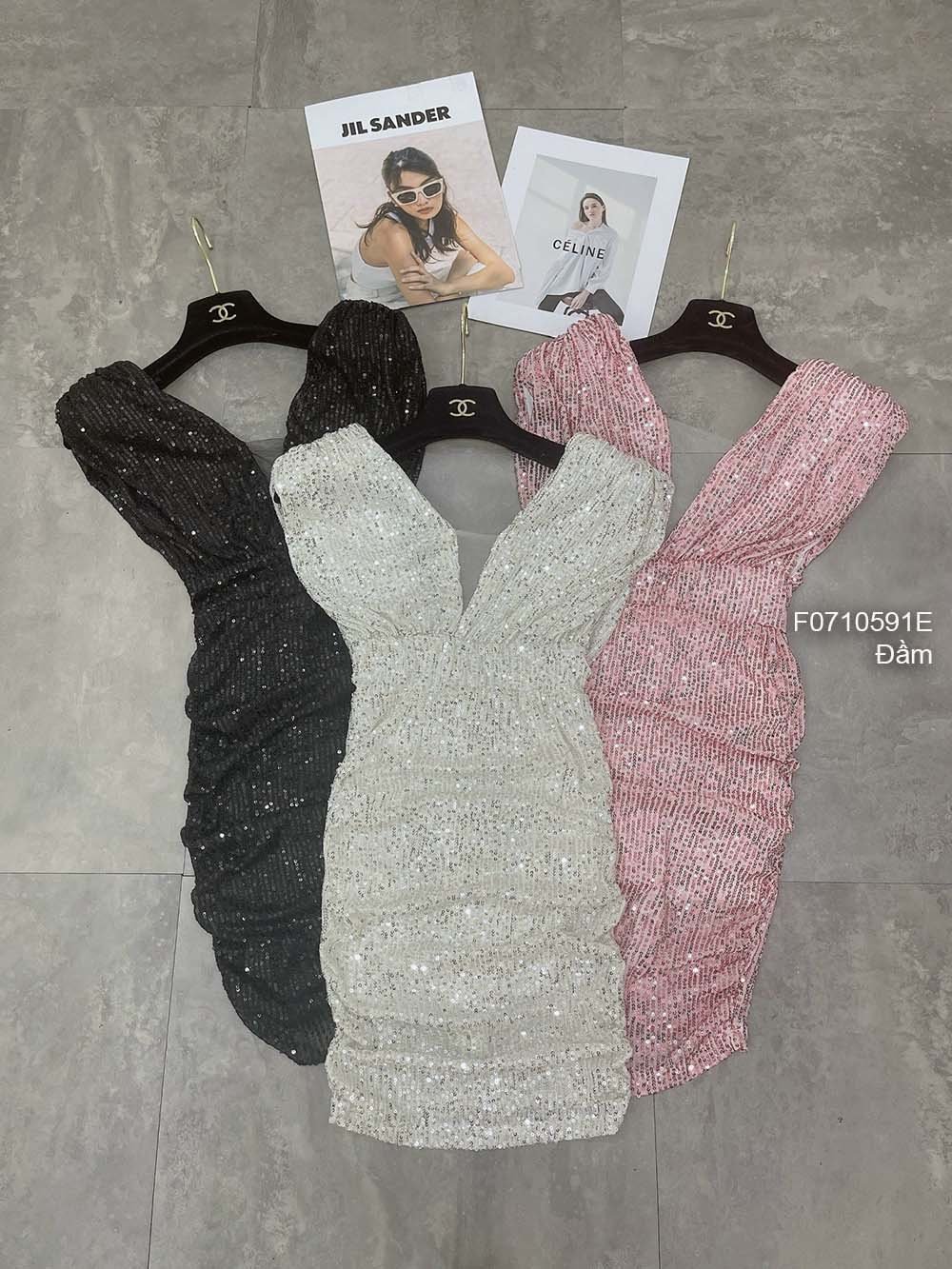 Đầm body kim sa sát nách KE0710