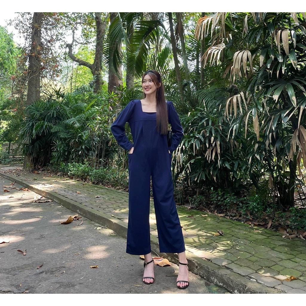 Jumpsuits, Dài Tay, Cách Điệu Túi Hai Bên, Màu Xanh Tím - Lovadova 21O12C005