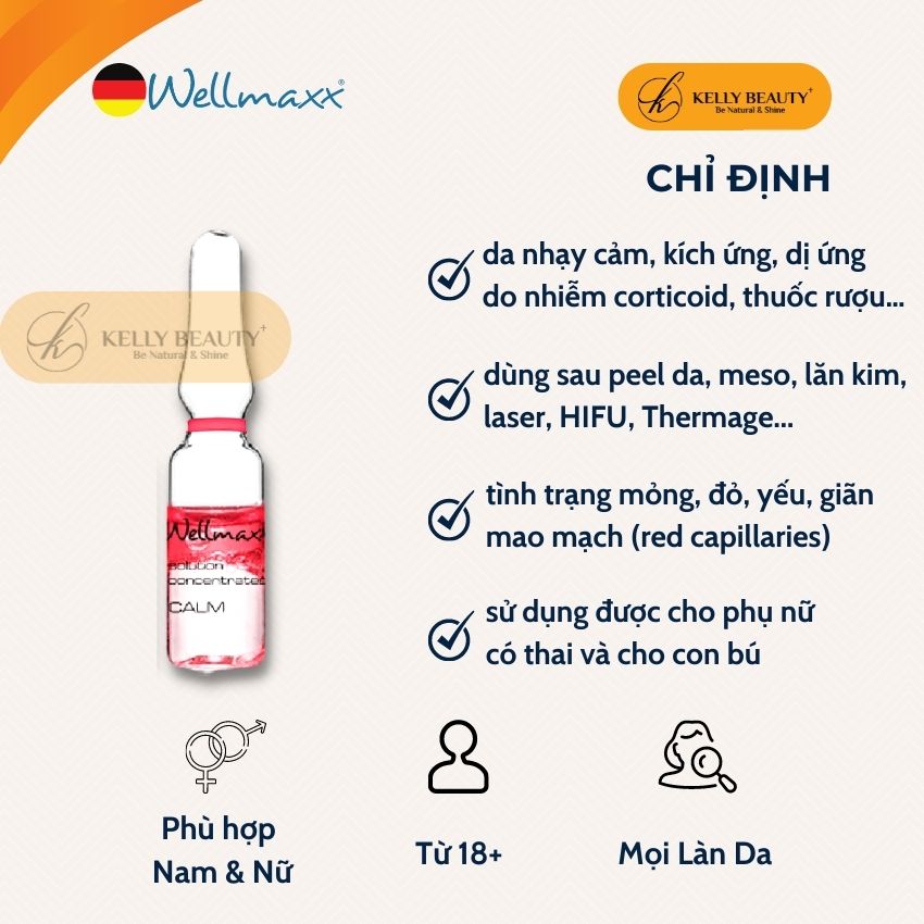 Huyết Thanh Phục Hồi Da Phase 2 Calm WELLMAXX - Làm Dịu Da Kích Ứng, Đỏ, Châm Chích; Ngừa Giãn Mao Mạch | Kelly Beauty