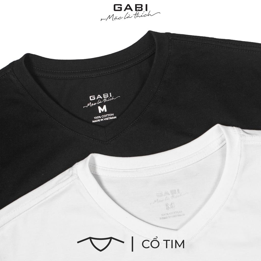 Áo thun Nam cotton 100% cổ tim Basic form Regular