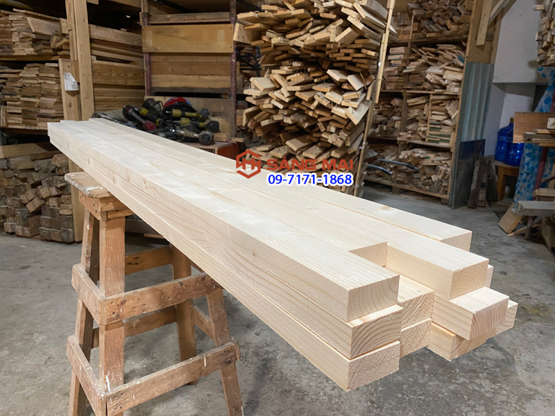 [MS108] Thanh gỗ thông 3cm x 6cm x dài 150cm + láng mịn 4 mặt