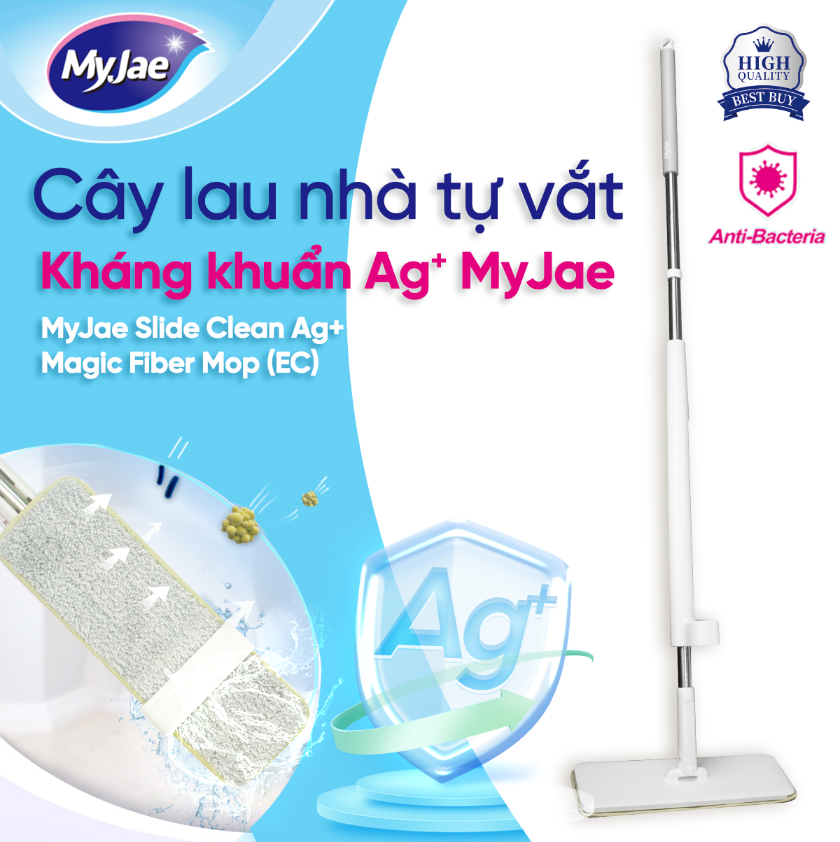 Cây lau nhà tự vắt thông minh sợi microfiber