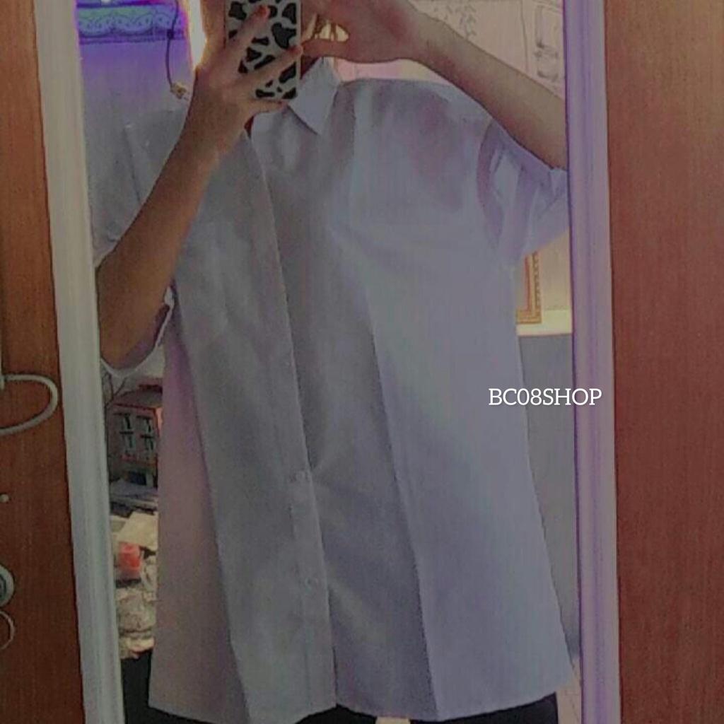 Áo Sơ Mi Trắng Tay Lỡ Có Túi basic Unisex chất vải lụa mềm mịn form rộng