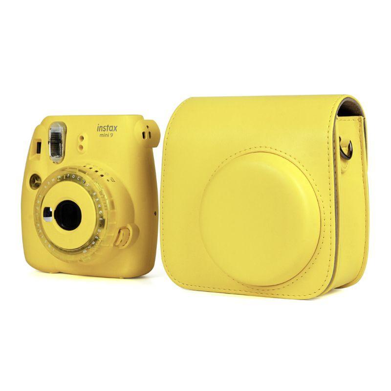 Bao Da Pu Màu Trơn Có Dây Đeo Vai Cho Máy Ảnh Fujifilm Mini 9 Mini 8 Mini 8