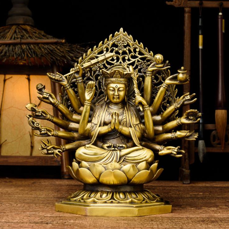 Tượng phật chuẩn đề bồ tát bằng đồng thau đồ thờ phong thủy