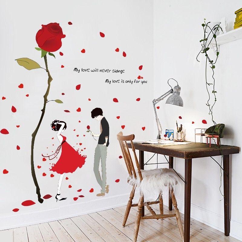Decal dán tường, tranh dán tường cặp đôi yêu nhau