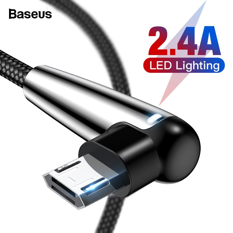 Dây cáp sạc Micro USB BASEUS MVB dài 2M cho điên thoại máy tính bảng hỗ trợ game thủ (đầu gập 90 độ, truyền dữ liệu, chống đứt gãy) - Xanh - Hàng chính hãng