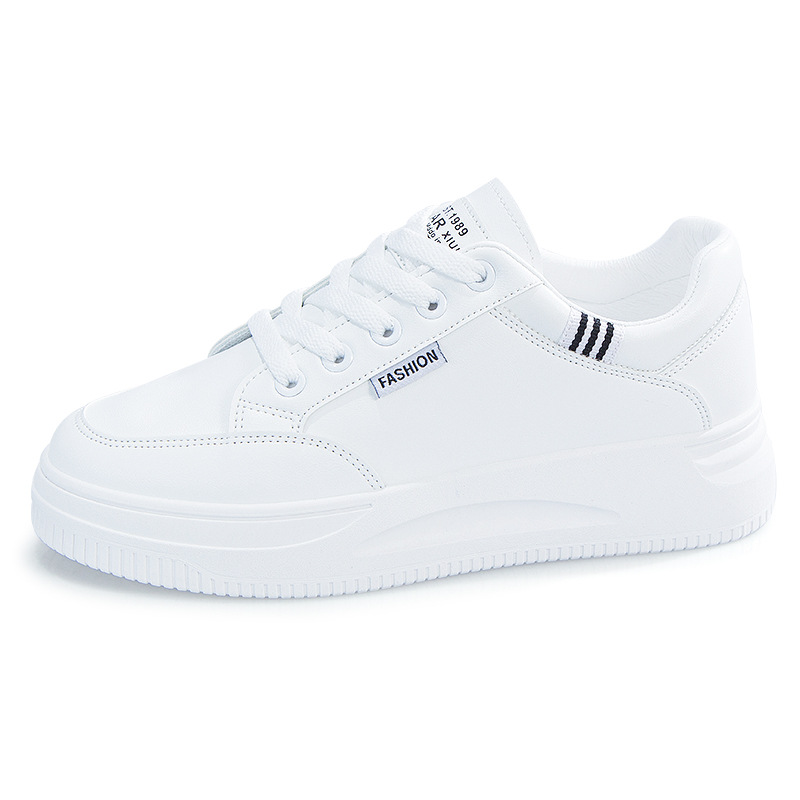 Giày thể thao nữ basic đế bằng cao 4cm êm chân đi học đi làm đi chơi đơn giản màu trắng sneaker