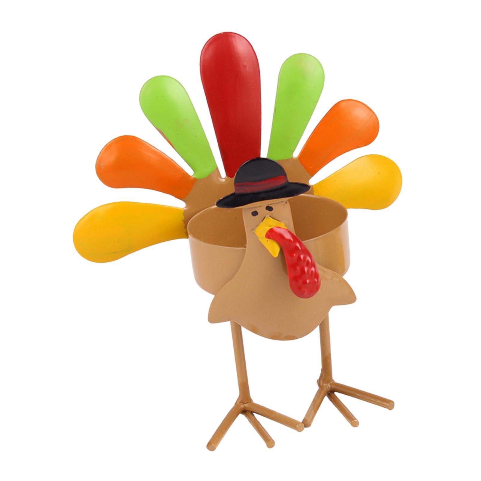 Metal Turkey Tealight Candle Holder Candleholder Table Decoration Versatile Accessory Rustic Decorative Ornament for Mantel, Window, Shelves