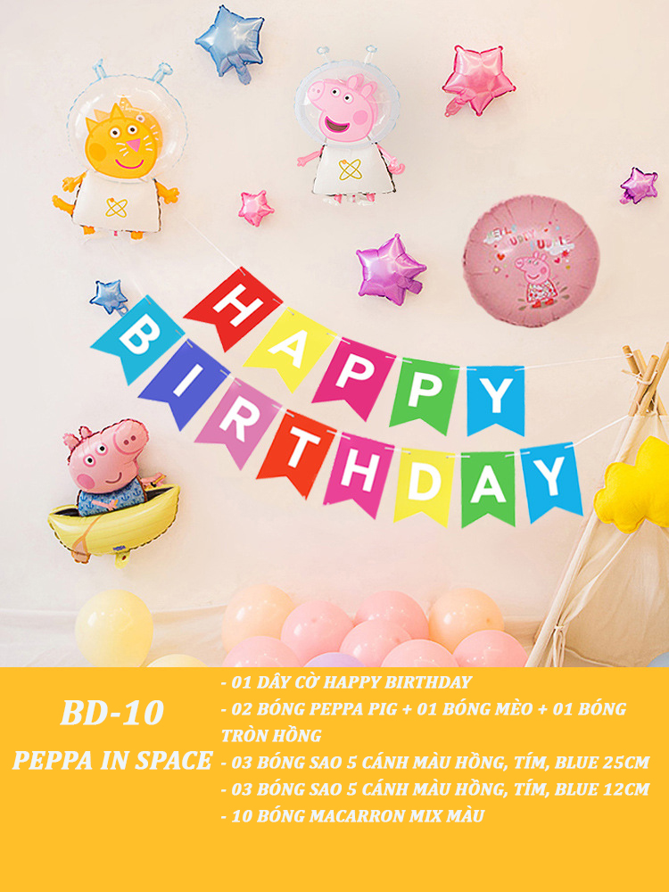 Combo trang trí sinh nhật cho bé gái chủ đề Bạch Tuyết, Nàng tiên cá, Hello Kitty, Elsa, Peppa Pig, Đôremon… (18 mẫu) - Tặng kèm bơm chuyên dụng