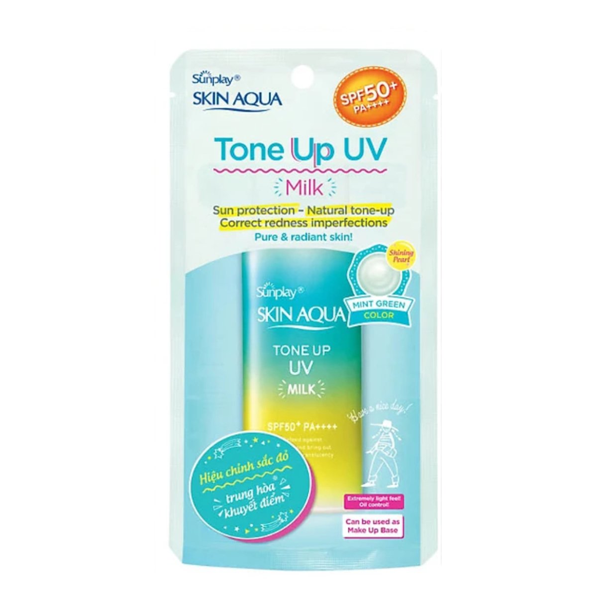 Sữa chống nắng nâng tông dành cho da dầu/hỗn hợp Sunplay Skin Aqua Tone Up UV Milk (Mint Green) (dành cho da sáng, có khuyết điểm đỏ) (50g)